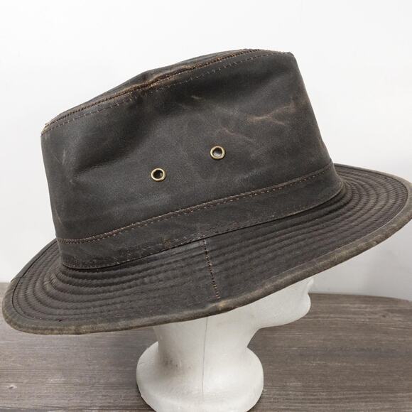 Conner Hat Outback Fitted Mens XXXL Brown Weathered Cotton Safari Outdoor WAXED - Picture 6 of 10